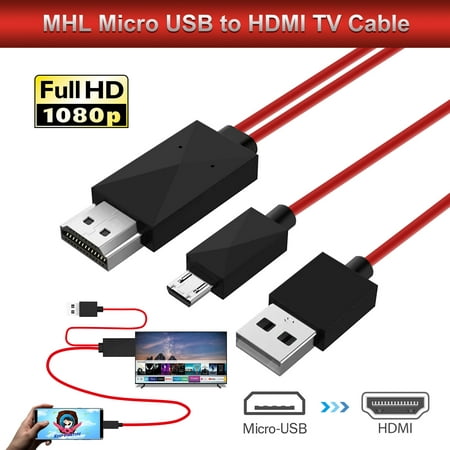TSV MHL to HDMI Adapter Cable - Phone to HDMI Cable, HDMI Adapter Cord Digital Audio Mirror Mobile Phone Screen to TV Projector Monitor 1080P HDTV Adapter fits for Android Devices (6