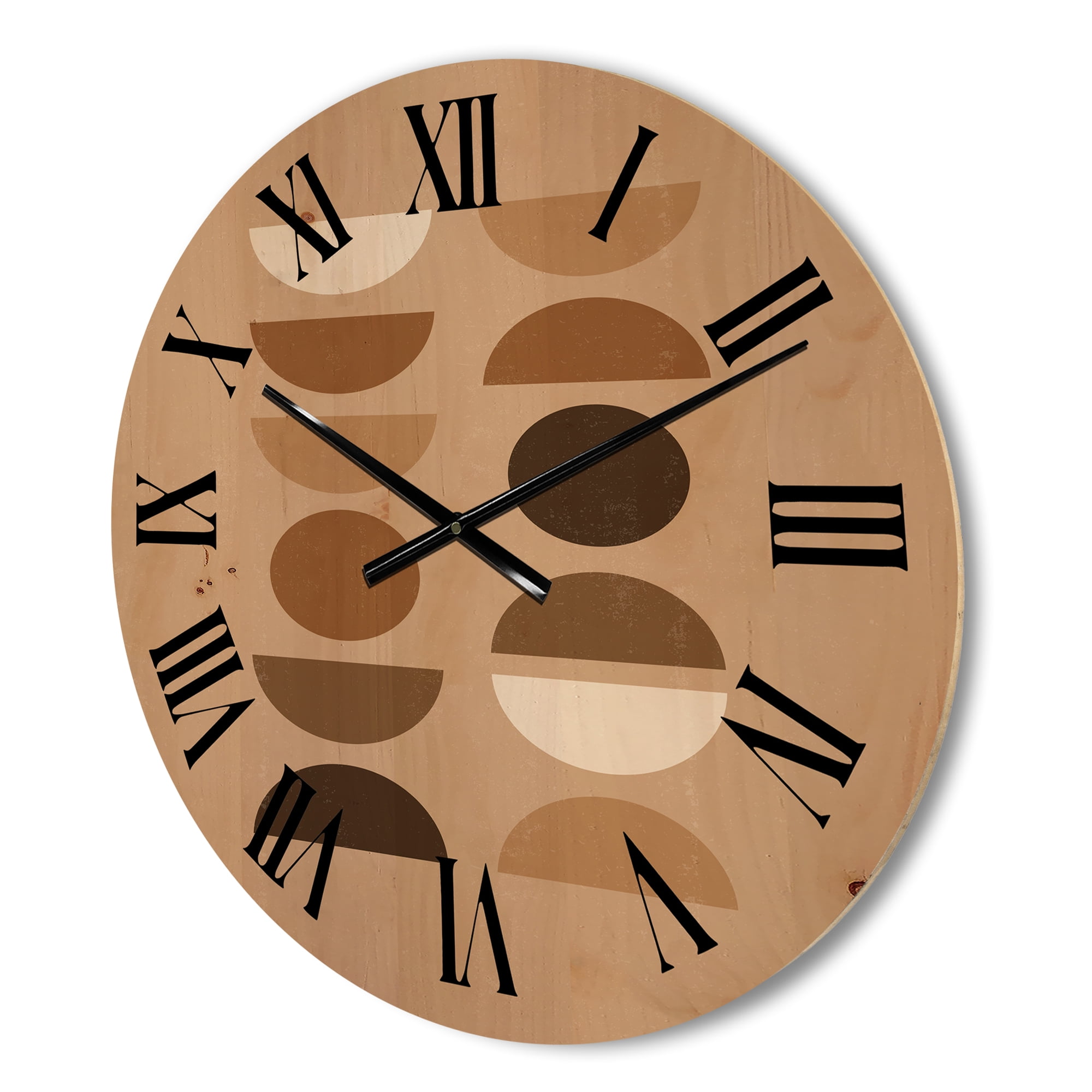 Designart 'Abstract Moon and Sun Geometric Print II' Modern Wood Wall Clock