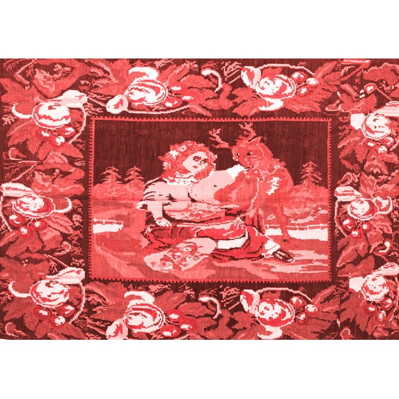 Ahgly Company Indoor Rectangle Medallion Red French Area Rugs, 7' x 9'