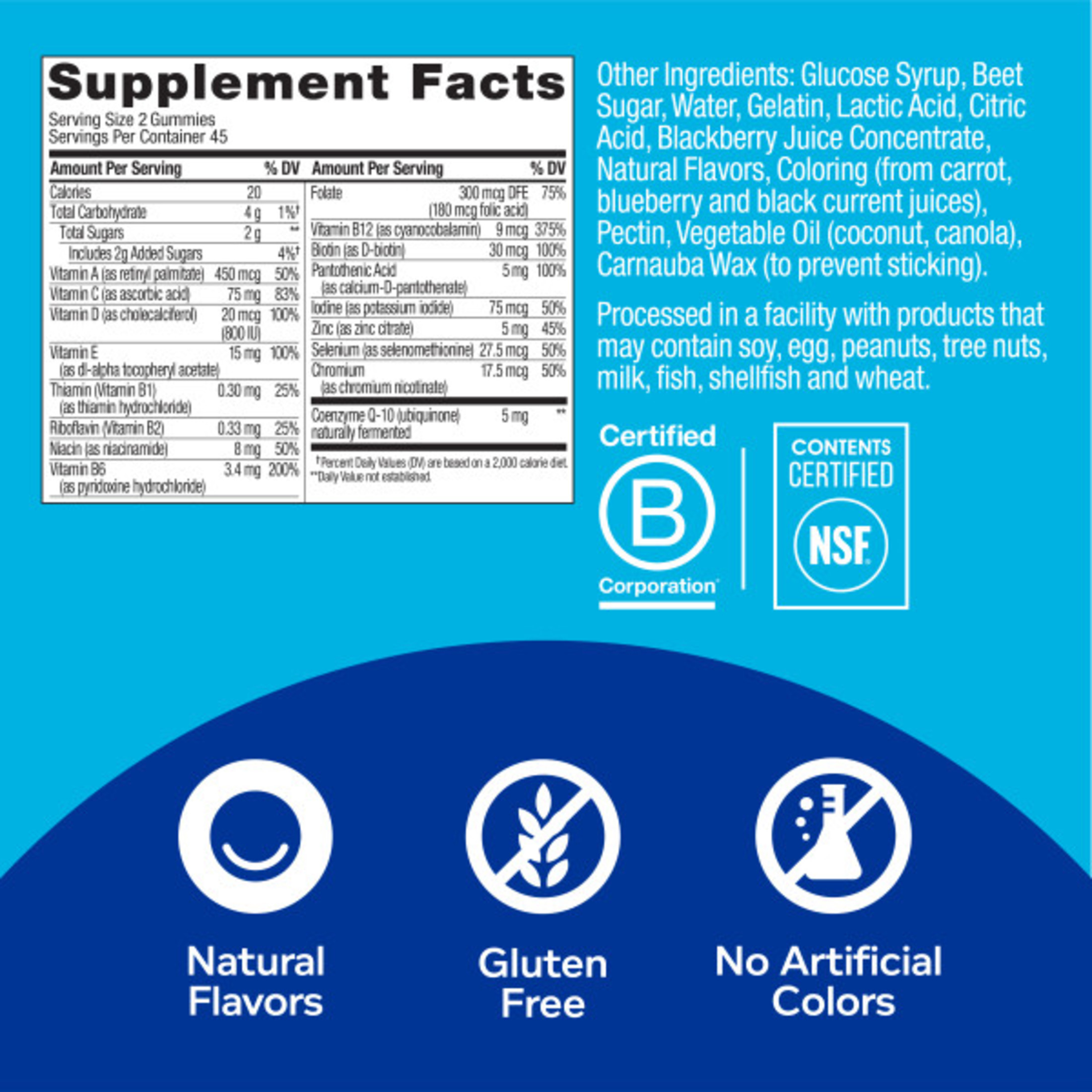 OLLY Mens Multivitamin Gummy, Health & Immune System Support, B Vitamins, Zinc, Blackberry Flavor, 90 Ct - image 4 of 10