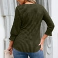thumbnail image 4 of FAIWAD Sweaters for Women Ruffle 3/4 Sleeve V Neck Button up Dressy Casual Tops Loose Soft Ribbed Knit Clothes, 4 of 8