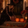 thumbnail image 4 of Halloween Light up Jack-o'-Lantern Pumpkin, Hollow Plastic Pumpkin Lantern with LED Light for Home Tabletop Yard Party Decor, 4 of 6