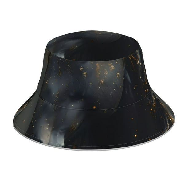 Balery Black And Gold White Horse Sombreros para el sol para hombre y mujer, sombrero de pescador con UPF 50+
