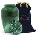 thumbnail image 2 of Eternal Harmony Green Ceramic Large Cremation Urn with Velvet Bag, 2 of 2