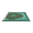 thumbnail image 2 of Ahgly Company Machine Washable Indoor Round Medallion Turquoise Blue Traditional Area Rugs, 4' Round, 2 of 4