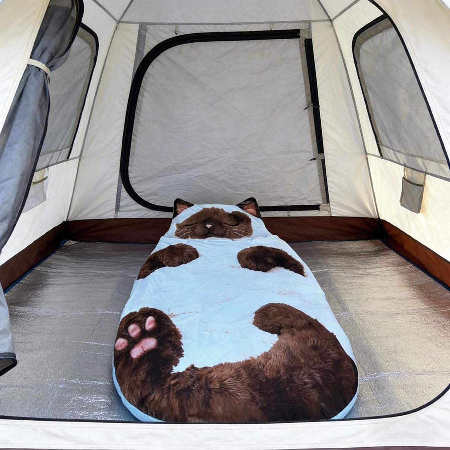 Cat Shaped Plush Sleeping Bag for Adults, Adorable Cats Envelopes Sleeping Bag, 68.89 inch Washable Warm Blanket for Camping and Home Lounging(wwx)
