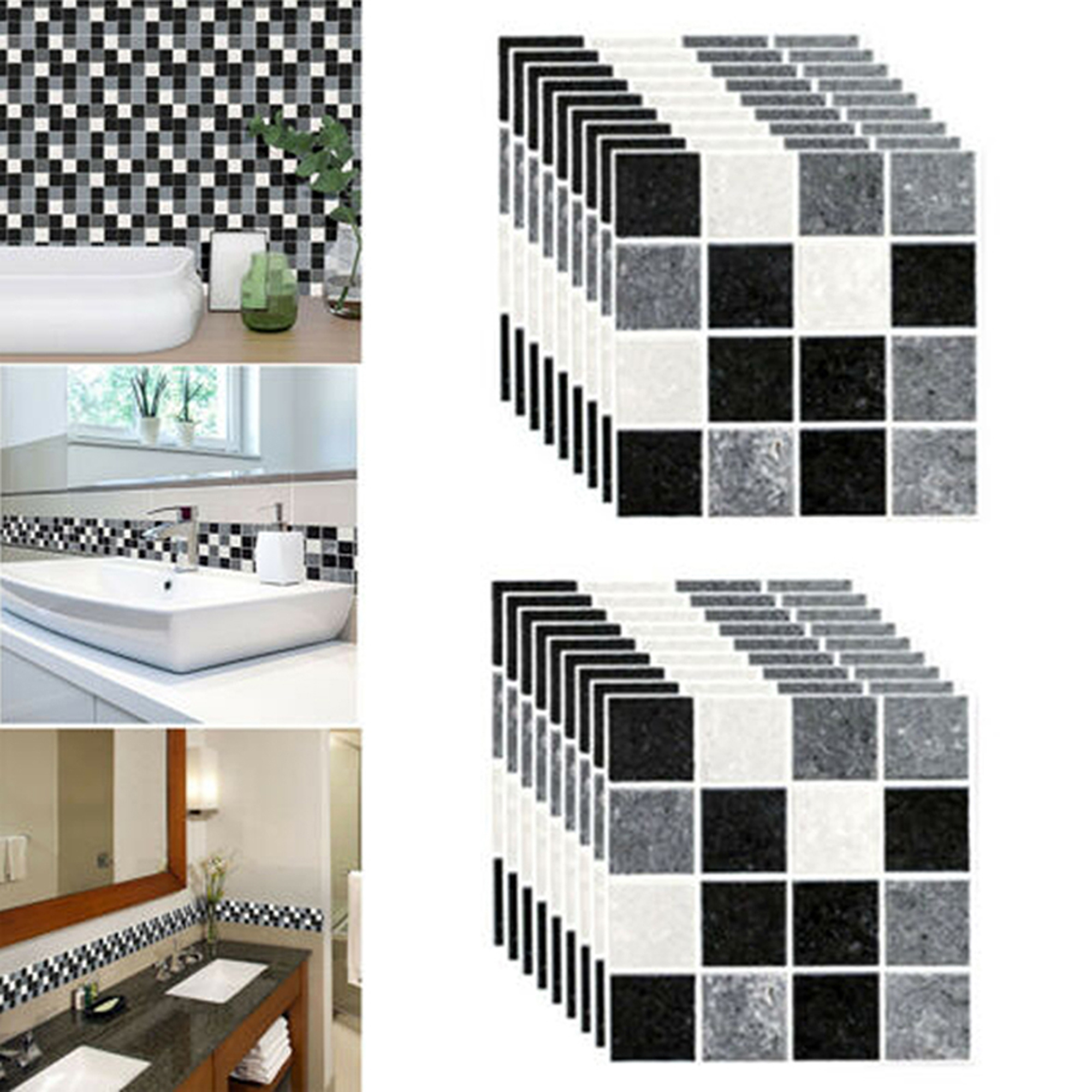 Home Diy Self Adhesive Mosaic Bathroom Kitchen Wall Sticker Kitchen Tile Decor Walmart Com Walmart Com