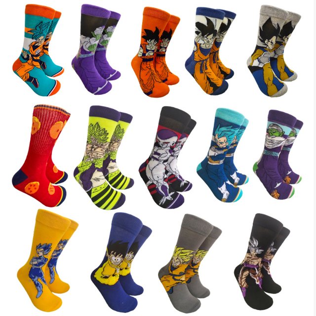 Calcetines largos de algodón con estampado de dibujos animados para hombre, calcetín transpirable de Dragon Ball, Son Goku, para monopatín