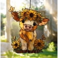 thumbnail image 1 of Creatine Cow Sunflower Stained Glass Cute Cow Window Hanging With Butterflies Farmhouse For Cow Lovers, 1 of 3
