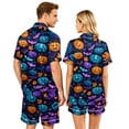 thumbnail image 5 of Spooky Season Couples Matching Pajamas Set Halloween Print Short Sleeve Button Up Sleepwear and Shorts Festive Sleepwear Attire, 5 of 5