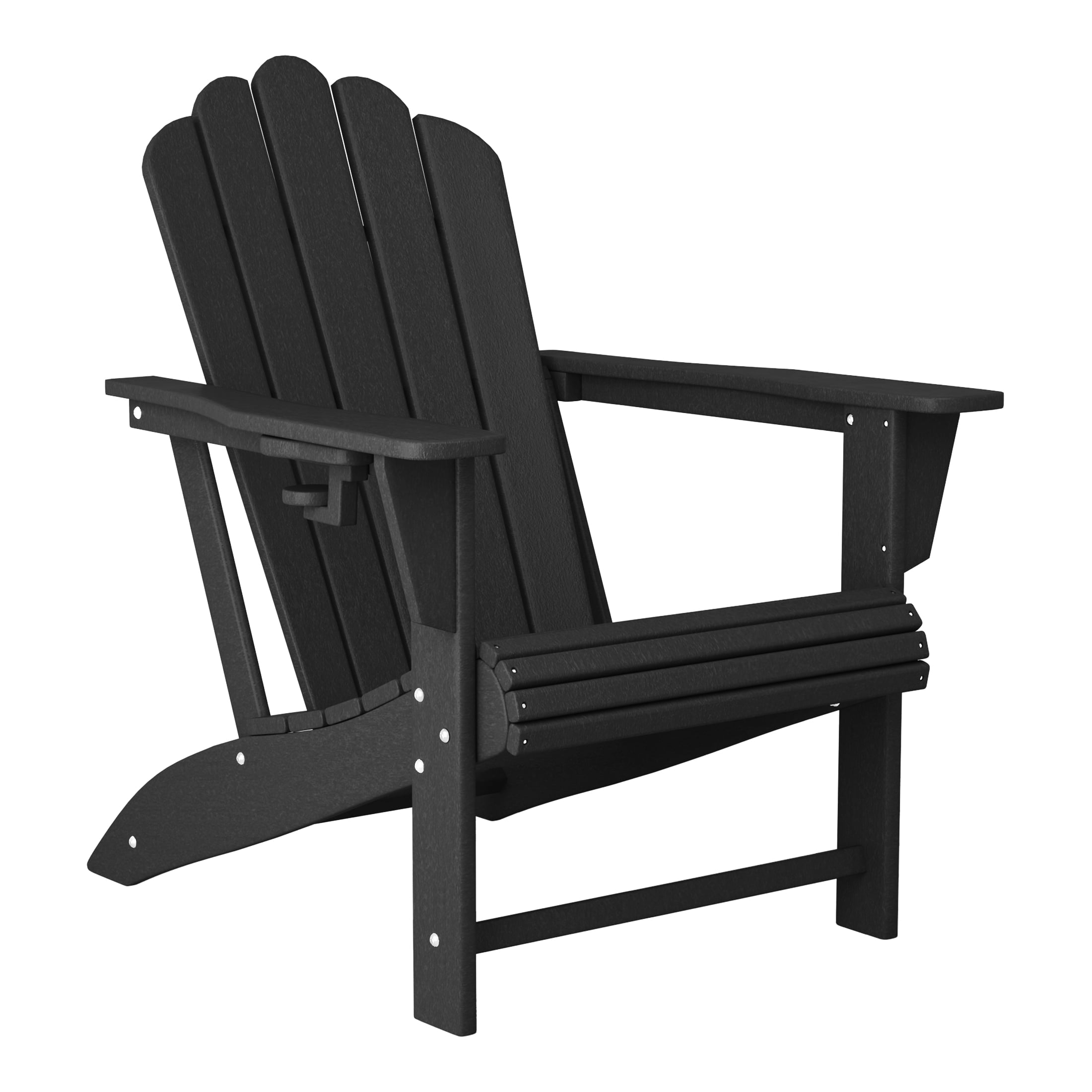 WestinTrends Highland Outdoor Patio HDPE Adirondack Chair With Cup Holder, Black