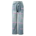 thumbnail image 7 of Denim Pants for Women Comfortable Baggy High Waist E Girl Streetwear Vintage Denim Straight Leisure Pants for Women, 7 of 7