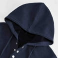 thumbnail image 7 of UAMVSH Men's Tweed Hoodie Loose Fit Long Sleeve Hooded Sweatshirts with Pockets Casual Drawstring Button Pullover Tops(XX-Large,Navy), 7 of 7
