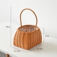 thumbnail image 2 of FSAGAE Oval Woven Storage Basket 19x14.5x13 cm with Handle for Home Garden and Decor Brown`, 2 of 5