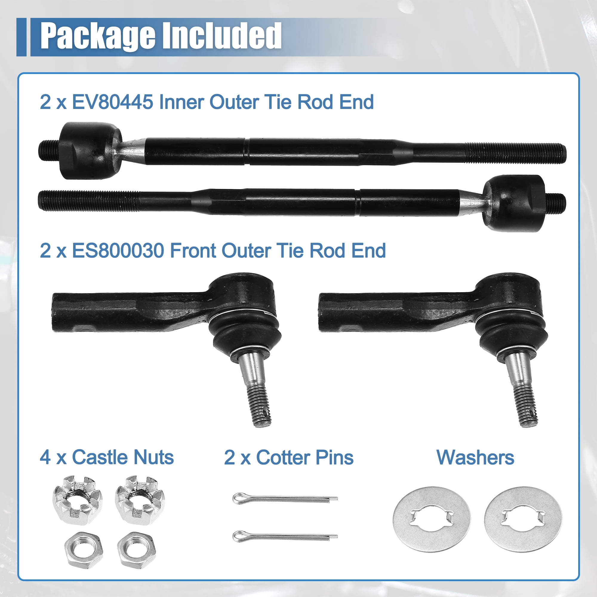 4pcs Front Inner Outer Tie Rod End Links Steering Tie Rod ES800030 EV80445 for Chevrolet for Pontiac