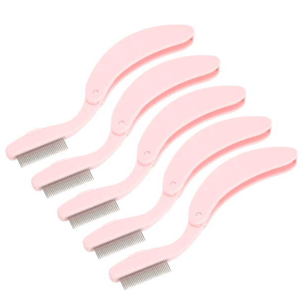 Peine de pestañas de acero inoxidable BuyWeek 5 piezas mango curvo cepillo de dientes plegable