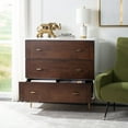 thumbnail image 2 of SAFAVIEH Genevieve Mid-Century Retro 3 Drawer Dresser, White/Walnut, 2 of 12