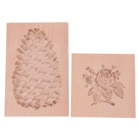 

NUOLUX 2 Pcs Household Durable Wooden Cookie Molds And Baking Utensils (Log Color)