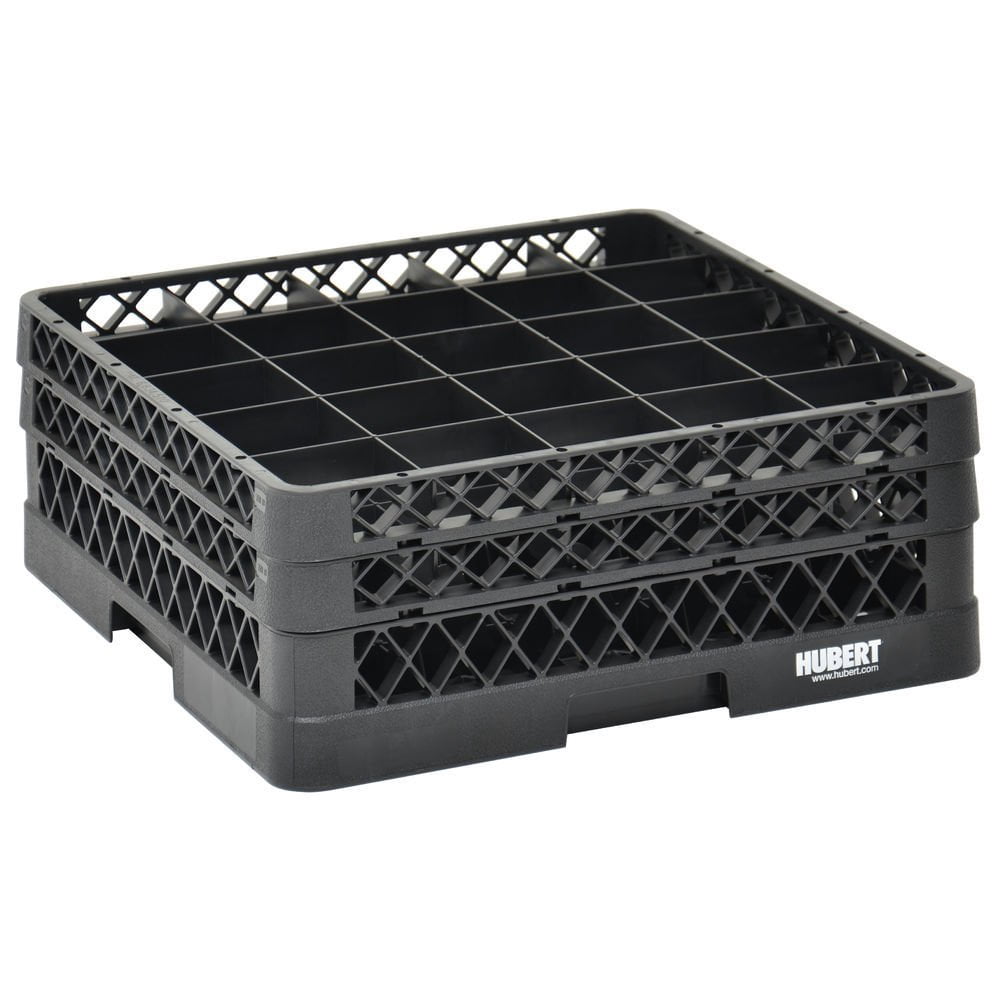 Vollrath Traex Black Plastic 25 Compartment Dishwashing Rack with Two Open Extenders - 19 3/4"L x 19 3/4"W x 7 1/8"H