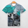 thumbnail image 3 of Romantic Rose Turquoise And Grey Men Zipper T-shirt Summer Casual Short Sleeve T-shirt Top, 3 of 7