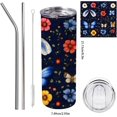 thumbnail image 3 of retro flower tumbler with lid and straw 20 oz insulated tumbler cups retro flower insulated travel coffee mugs for women cute sippy cups stainless insulated travel cups, 3 of 7