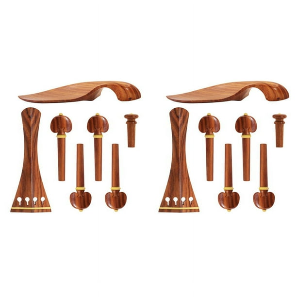 2 juegos Kit de Violín 4/4 para Violín de Tamaño Completo Clavija de Violín de Palisandro Apéndice Chin Rest Pin Final