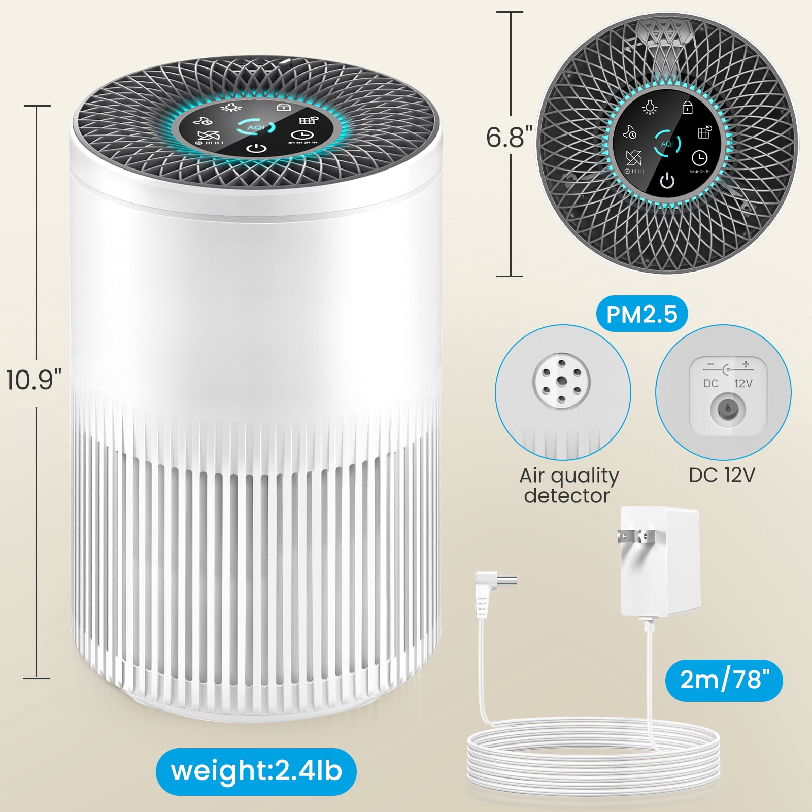 Air Purifiers for Home Cover Up to 1235 Ft², Air Cleaner with PM 2.5 Air Quality Monitor, APS1006 – UL