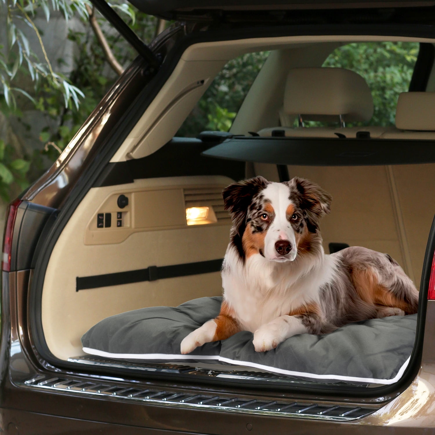 Precious Tails Co-Pilot Waterproof Dog Bed, Grey, Small, 30"L x 20"W x 5"H