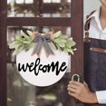 thumbnail image 5 of Morttic Welcome Sign for Front Door,Handcrafted Welcome Door Sign, 11.8 Inch Welcome Sign Wreath for Front Porch Hanging Sign Decor Farmhouse Porch Spring Welcome Sign for Wall Outside(White), 5 of 6