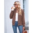 thumbnail image 4 of Womens Jacket Coat Casual Stand Collar Zip Up Fall Fashion Jackets Outfits with Pockets Khaki XL, 4 of 8