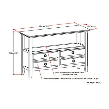 Simpli Home - Amherst Console Sofa Table - Hickory Brown