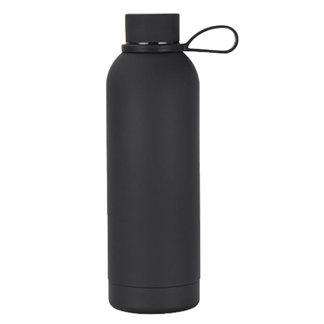 Botella de agua - Termo de acero inoxidable - Botella para beber de acero inoxidable - Botella para adultos - Doble pared - 500 ml - Negro