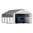 thumbnail image 3 of 12 ft. W x 20 ft. D Heavy Duty Metal Frame Carport with Solar Lamp, Outdoor Garage Car Shelter with Powder-Coated Steel Roof & Fabric Sidewall, 3 of 10