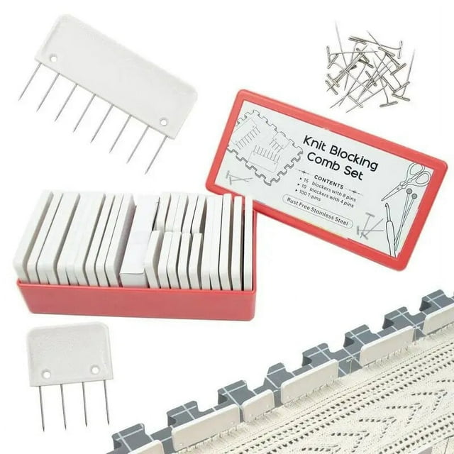 EASTIN Blocking Pins Knit Pin And Blockers Kit Blocking Knitting Crochet Lace Or Needlework Projects Extra 100 T-pins For Use With