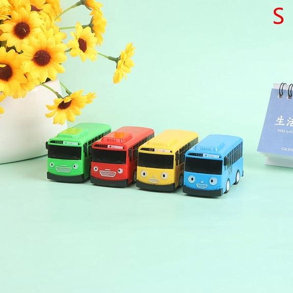 4PCS Tayo The Little Bus Cartoon Pull Back Car Toy Set Kids Educational Gift
