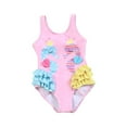 thumbnail image 1 of Baby Summer Girls One Piece Swimsuits Cartoon Print Sleeveless Backless Ruffles Swimwear Spring Bathing Beach Suits 18 M-24 M, 1 of 7