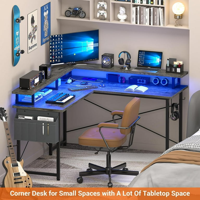 Adjustable Desk Bureau De Travail VERMESS L Shaped Gaming Desk