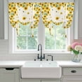 thumbnail image 5 of Farmhouse Vintage Tie Up Curtain 63 Inches Long, Sunflowers Floral Botanical Beige Letter Balloon Style Kitchen Window Curtain Over Sink, Small Window Rod Pocket Curtain 52"x63", 5 of 9