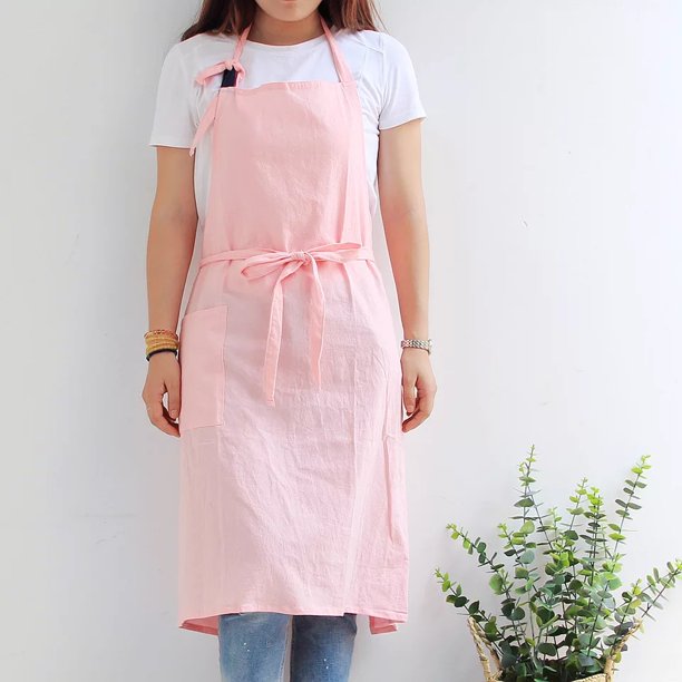 Delantal de cocina de lino y algodón para mujer, sin mangas, para trabajo en restaurante, cafetería, barbacoa, hornear, babero