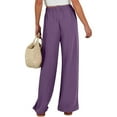 thumbnail image 5 of Olyvenn Women Wide Leg Palazzo Pants Summer High Waist Flowy Casual Trousers Loose Lounge Beach Travel Vacation Clothes Purple S, 5 of 6