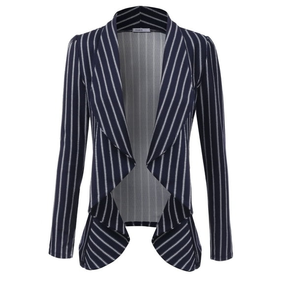 Doublju Women's Long Sleeve Draped Wide Shawl Lapel Blazer with Plus Size