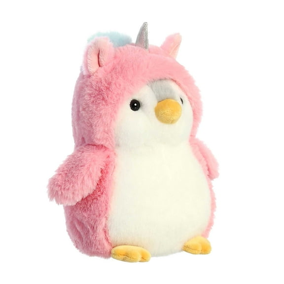 Aurora  7 in. Playful Pompom Penguin Unicorn Vibrant Companions Endless Fun Stuffed Animal Toy, Pink