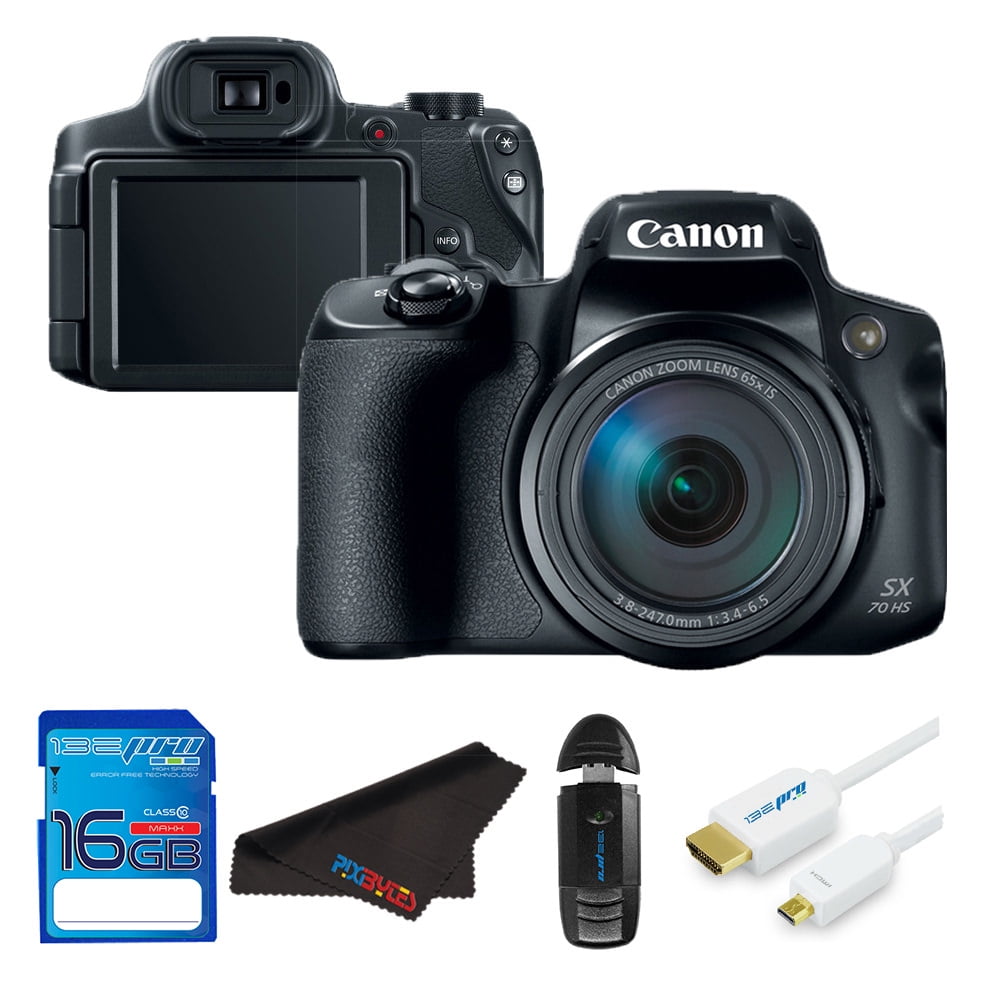 Canon PowerShot SX70 HS Digital Camera + SD Card + Pixi Accessories