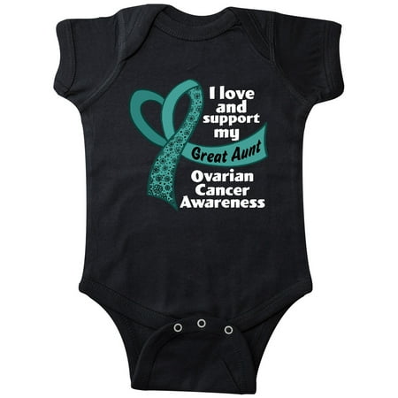 

Inktastic I Love and Support My Great Aunt Ovarian Cancer Teal Ribbon Gift Baby Boy or Baby Girl Bodysuit