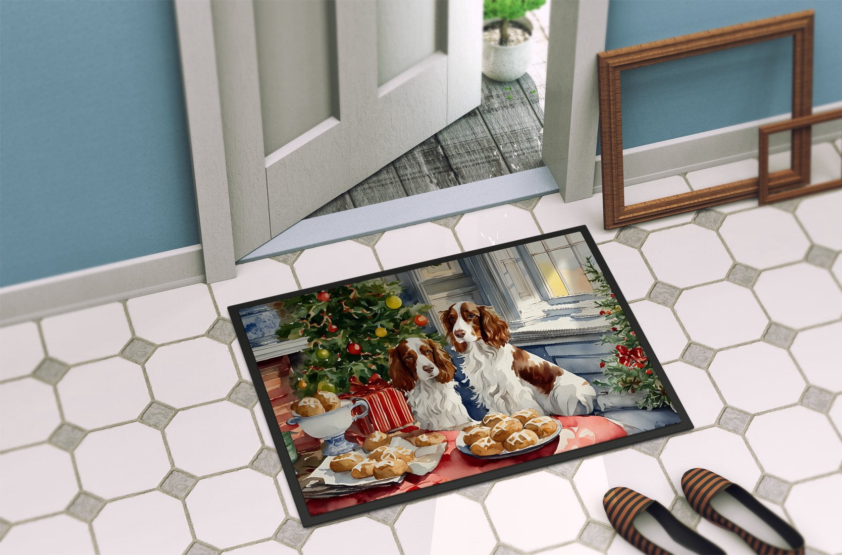 Carolines Treasures DAC3887MAT 18 x 27 in.  Welsh Springer Spaniel Christmas Cookies Doormat