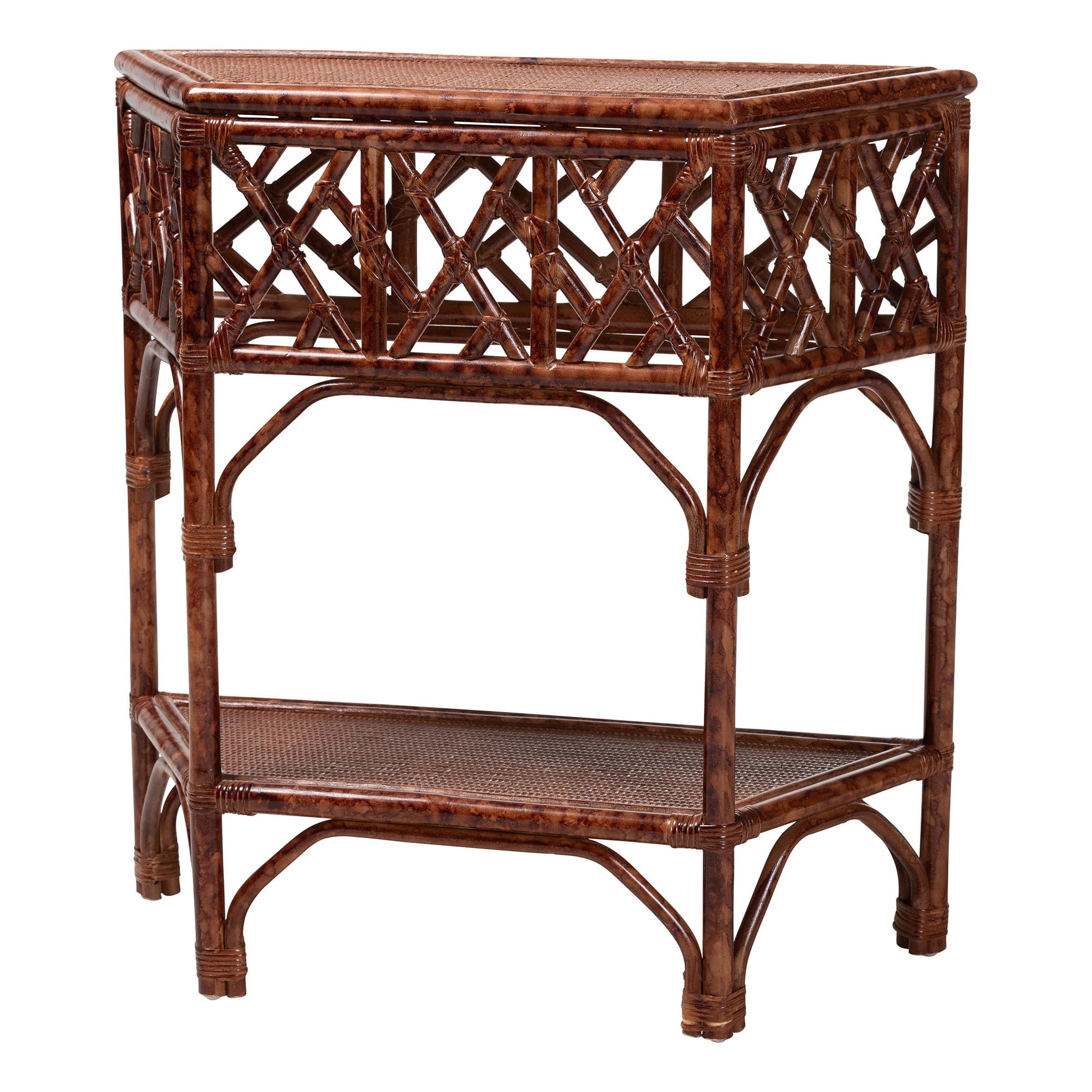 bali & pari Gaspar Boho Console Table, Marbled Tortoise Brown