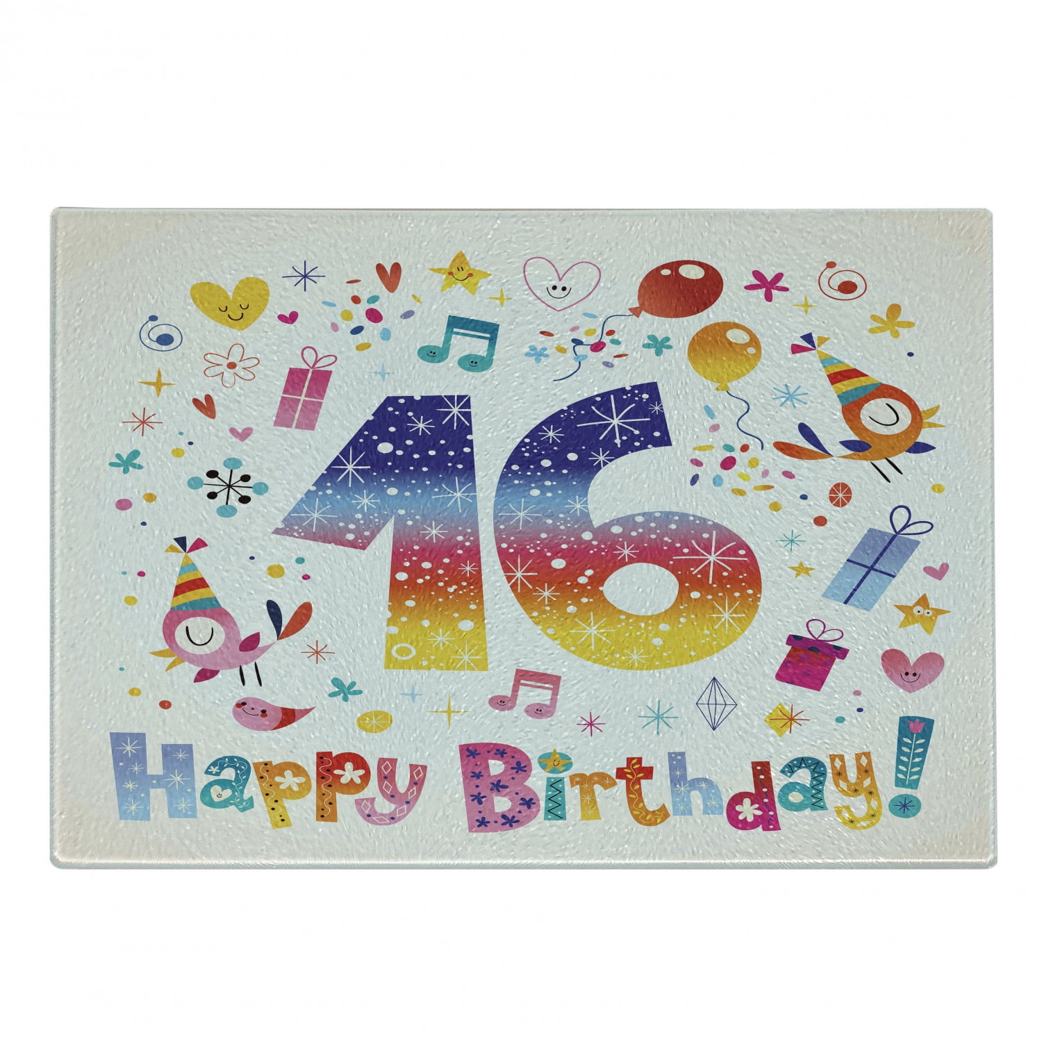 16th Birthday Cutting Board Delicious Cake With Burning Candlestick And Cherry Yummy Tasty Dessert Image Tempered Glass Cutting And Serving Board Wine Bottle Shape Multicolor By Ambesonne Walmart Com