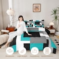 thumbnail image 3 of Manfei Buffalo Plaid Twin Comforter Sets, Geometric Theme Bedding Set, Teal Black Gray White, Black Reversible 2pcs, 1 Comforter and 1 Pillowcase, 3 of 6