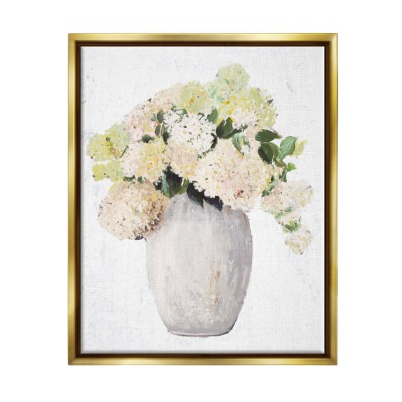Stupell Industries Mixed Flower Bouquet Tall Vase Floral Arrangement Painting Metallic Gold Floating Framed Canvas Print Wall Art, Design by Patricia Pinto