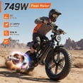 thumbnail image 2 of Electric Bike for Adults, 20"x4.0 Fat Tire E-Mountain Bike, 749W Motor, 48V 15Ah Battery, 27.9 MPH, 60 Miles Range, UL2849, 2 of 9